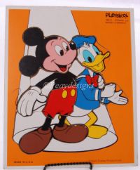 MICKEY MOUSE & DONALD DUCK Wooden 10pc Puzzle - Vintage